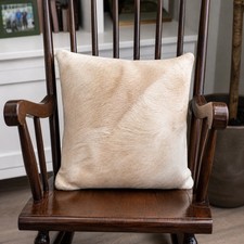 Genuine Cowhide Throw Pillow Hair-On-Hide Leather Back Western Ranch Decor 14x14