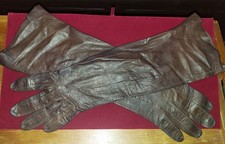 Vintage Dark Brown Kid Leather Gloves - Size 6.5 - 13"