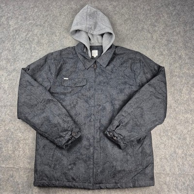 Volcom Facted Lined Jacket Mens 2XL Black Hooded Full Zip Workwear Collar XXL
