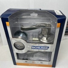 Schlage FB50 V FLA 619 Flair Lever Keyed Entry Door Lock Security Set Satin