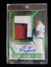 2025 Leaf in the Game Greg Maddux Green Super Swatch Signatures #ed /3 Low HOF
