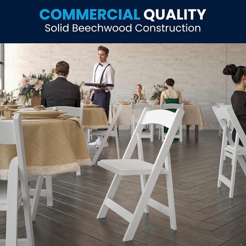 Flash Furniture Wood Folding Chair with Vinyl Padded Seat White XF2901WHITE - Picture 5 of 9