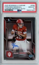 FERNANDO MENDOZA 2025 BOWMAN U CHROME 1ST ROOKIE RC AUTO #BCA-FME PSA 10 RAIDERS