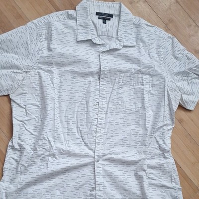 Marc Anthony Luxury Slim Fit XXL Short Sleeve Button-Up Geometric White/Gray