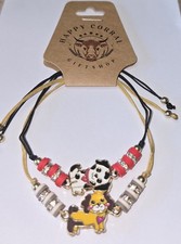 2Pc Adjustable Beaded Rhinestones Enamel Dog Tan And Black Bracelets Gifts Girls