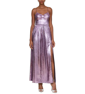 Avec Les Filles Women's Metallic Foiled Sleeveless Maxi Dress MSRP $188