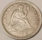 1856 Seated Liberty Quarter 25C Silver – Sharp XF/AU Detail – No Motto