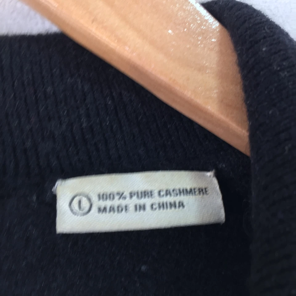 Blusa Neiman Marcus feminina 100% cashmere malha tamanho G preta manga longa 122824 - Imagem 4 de 4