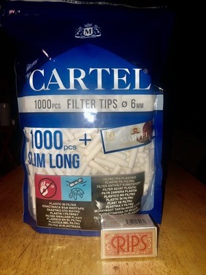 Cartel Slim Cotton Filter Tips 6mm x 22mm   1000+ Plant-Based Filters Open Box