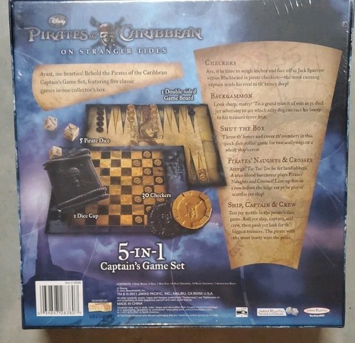 Pirates Of Caribbean 5 In 1 Captain's Game Set Checkers Backgammon Dice Complete - Picture 3 of 3