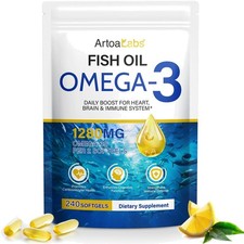 Omega 3 Kapseln Fischöl 240 Stück 1280mg EPA DHA Herz Gehirn Augen