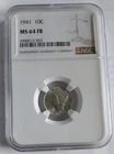 1941 NGC MS 64 FB Mercury Dime 10c