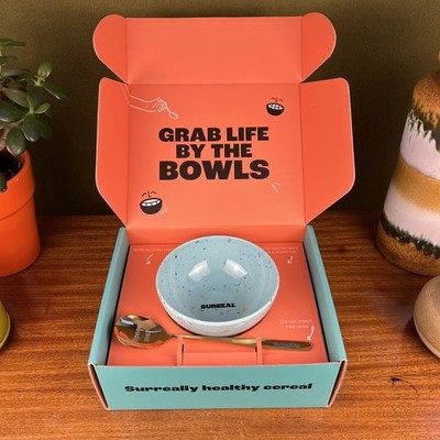 Surreale Müslischale & Goldlöffel Geschenkset Grab Life By The Bowls Terrazzo Design
