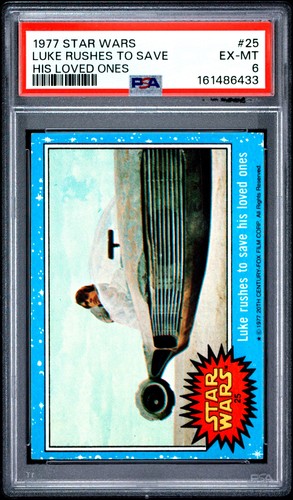 1977 Topps Star Wars #25 Luke rushes to save his loved ones — PSA 6