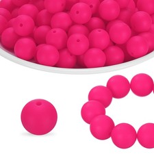 65Pcs Silicone Beads 15mm Round Rubber Focal Beads Bulk, Purple Red
