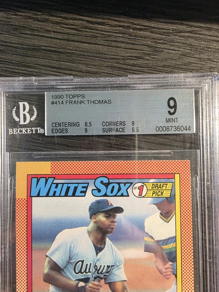 1990 Topps #414 Frank Thomas "BIG HUR" RC BGS 9 Perfeito White Sox HOF'R!! - Imagem 2 de 4