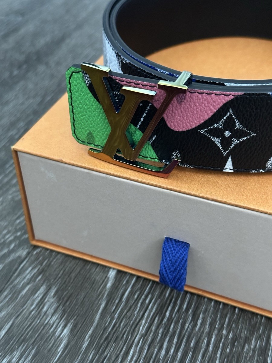 LOUIS VUITTON レザーベルト ブラック サイズ90/36 Authentic Louis Vuitton Black Leather Damier Infini Ceinture