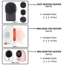 Space Indoor Heater Portable Heater Fast Heating Mini Desk Fan Heater 400W 600W
