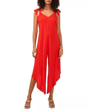 Vince Camuto Tie Shoulder Wide Leg Bright Red Jumpsuit Size Medium