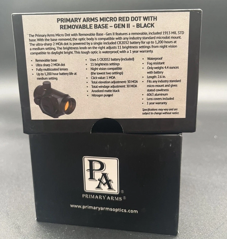 Mira de punto rojo Primary Arms Gen II MD-RBG II con montaje bajo e inferior 1/3 nueva Foto 2 de 4