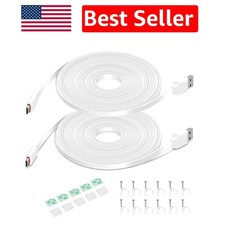 Flat 20FT Charging Power Cord - Ideal for Wyze, Blink & Other Cameras - 2-Pack