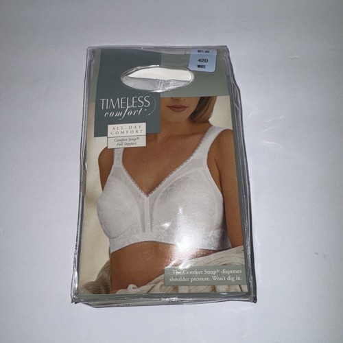 Sears Timeless Comfort Bra 42D White All Day Comfort Full Support NIB 2004