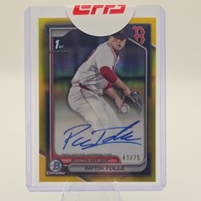 2024 Bowman Draft PAYTON TOLLE 1st Chrome YELLOW SP AUTO 41/75 #CPA-PT Red Sox