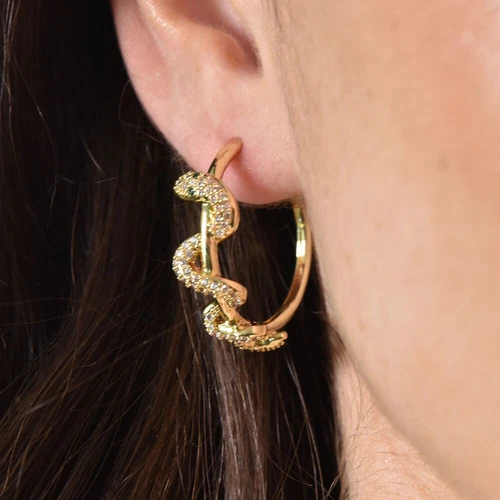 Culturesse Celestina Serpent Hoop Earrings - Picture 2 of 7
