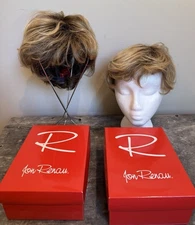 JON RENAU - Lot of 2 Wigs - Short Hair Brown with Golden Highlights