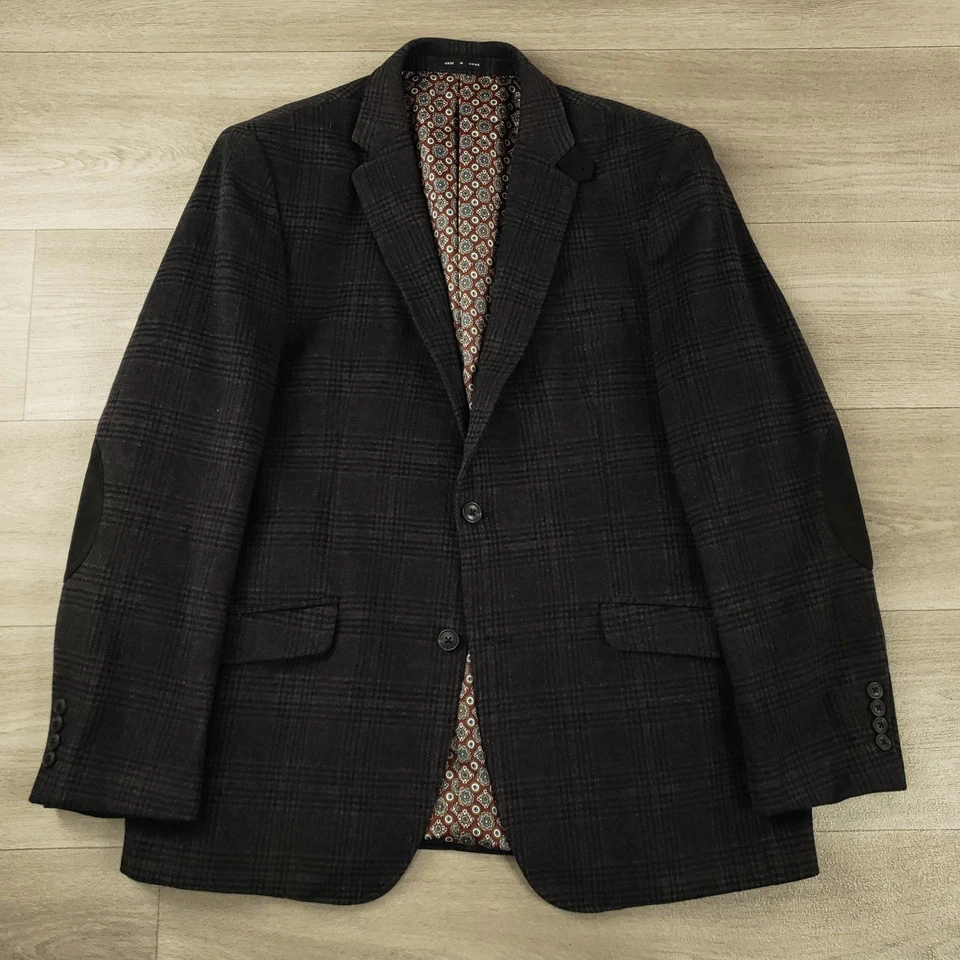 Blazer Bachrach Franela Tweed Para Hombre 44R Mezcla de Lana a Cuadros Dos Botones Doble Ventilación Foto 2 de 4