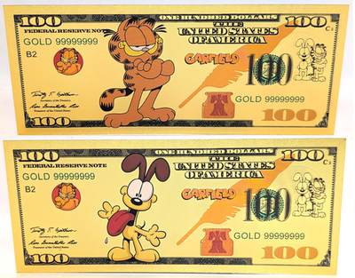 Garfield the Cat Odie Friends Set $100 Novelty 24K Gold Foil