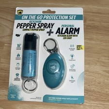Compact Pepper Spray, Keyring With LED Light And Personal Alarm.Guard Dog. Teal