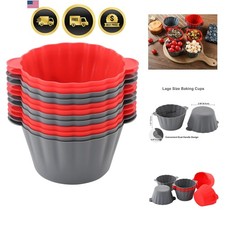12 Pack Reusable Non-stick Large Silicone Baking Cups, 3.54 Inch Jumbo Silico...