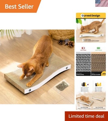 Non-Toxic Corrugated Cardboard Cat Scratcher with Catnip - 15.75 X 7.87 In