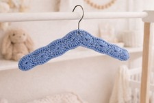 Kids Crochet Padded Hanger Blue Handmade Baby Clothes Nursery Closet Organizer