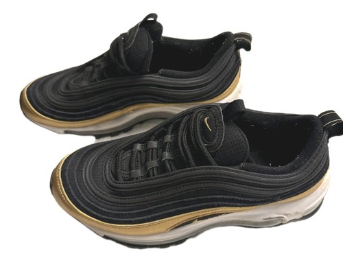 Nike Airmax Sneakers Boys Sz 5Y Black Metallic Gold Shoes Athletic School Sports - Picture 7 of 12