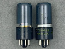 (2) Sylvania 6V6GT/G Power Tubes  Gray Glass Black Plates Tested Amplitrex