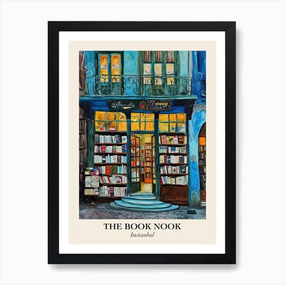 Instanbul Book Nook Bookshop 1 Post Framed Wall Art Poster Canvas Print Picture