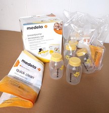 Medela Breastpump Accessory Set Open Box New with Extra Bottles and Cleaning Bag