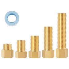 5-Pack 1/2'' Brass Extension Adapter Set, 1/2 Inch Male × 1/2'' Female Brass ...