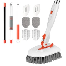 SetSail Floor Scrub Brush, 3-In-1 Tile Tub Floor Scrubber with 52-inch