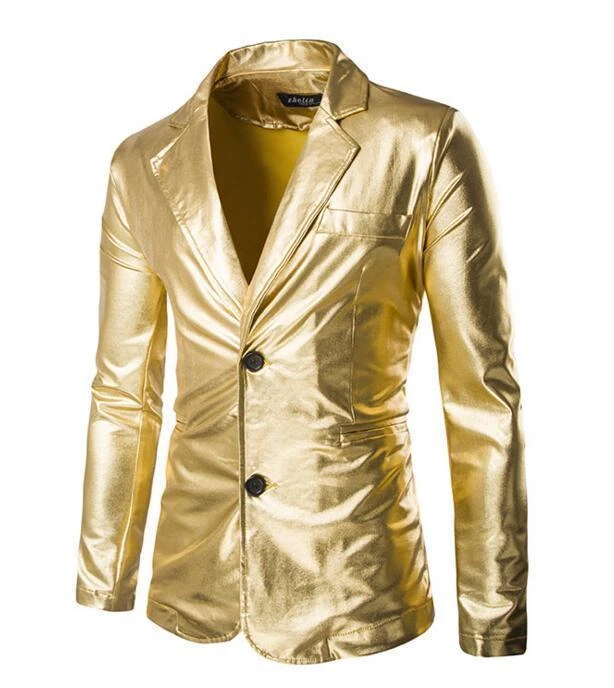 Mens Shiny Suits Blazer Bar Coat Jacket &Pant Dress Formal Slim Party Club Suit - Image 2 of 4