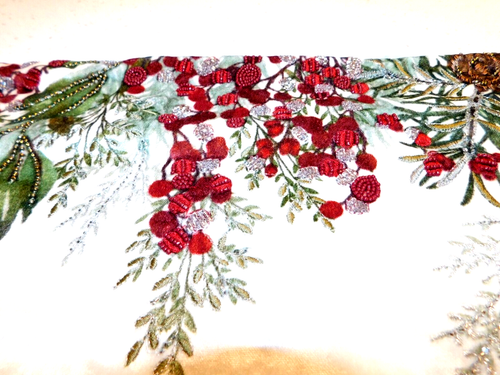 FRONTGATE PILLOW COVER WINTER BIRDS 22" x 13" BERRY MERRY PILLOW $129 - Picture 6 of 7