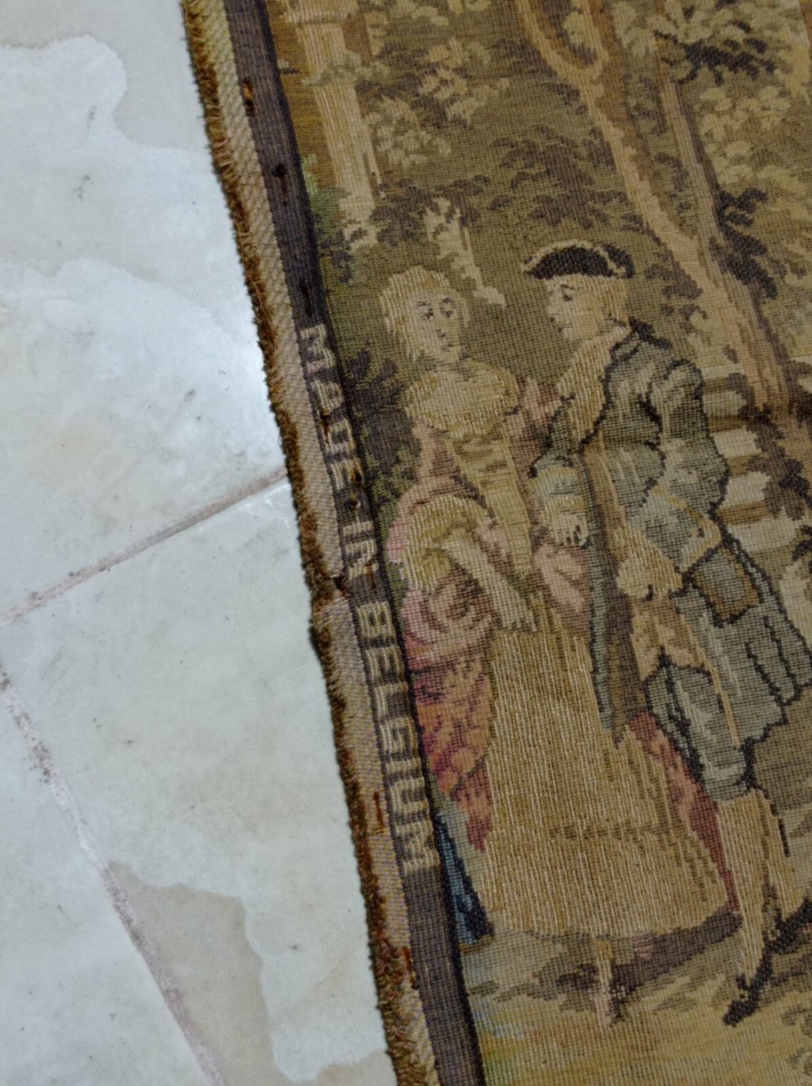 Tapisserie Murale Vintage Belge "Society In The Park" - Coton Multicolore, Occasion En Bon état