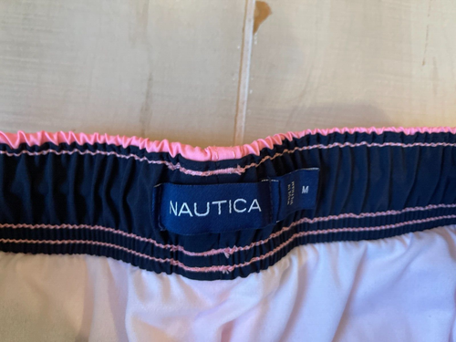 Nautica pink sail boat BOARD swim SHORTS TRUNKS SIZE M men's 8" ins EUC - Picture 3 of 4