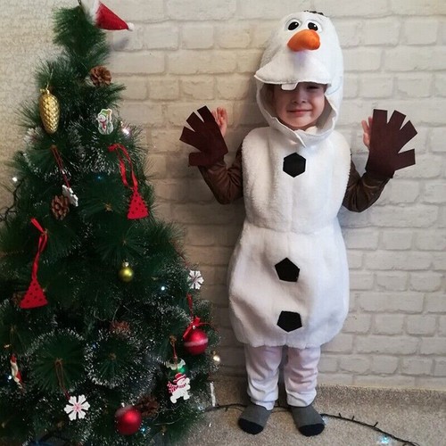 Frozen 2 Olaf Deluxe Kids Plush Costume Child White Snowman Child Boys Cosplay - Picture 4 of 10
