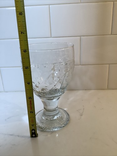 Willow House Tuscan Water Glass Goblet (s) 16 oz Hammered Floral Clear Stemmed - Picture 2 of 10