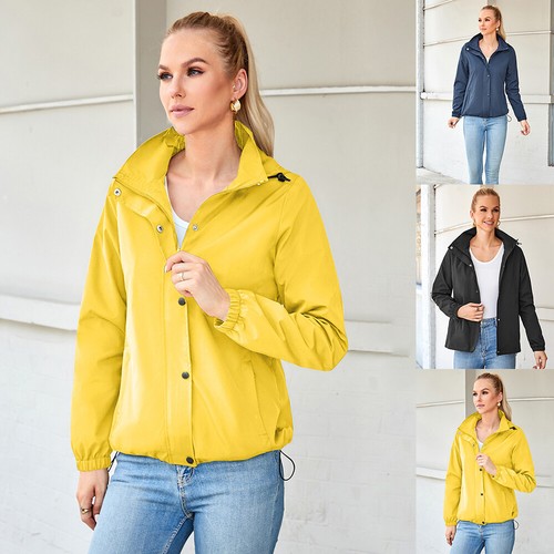Womens Waterproof Pockets Raincoat Ladies Outdoor Wind Rain Forest Jacket Coat