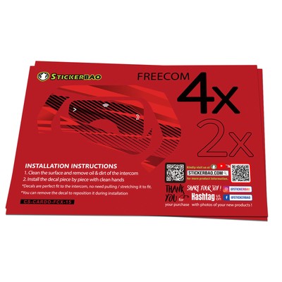 For CARDO Freecom 4X 2X Headsets Protective Wrap Sticker x2 Red Gradients