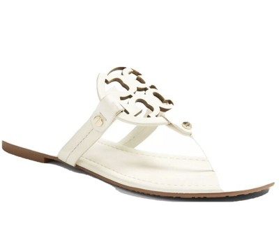 New Tory Burch Miller Leather Thong Flip Flop Sandal Bleach White US 8.5 ðð¯ð¡ | eBay